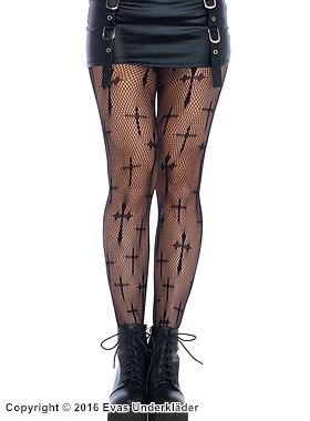 Strumpfhose, Netz, christliches Kreuz, Plus Size